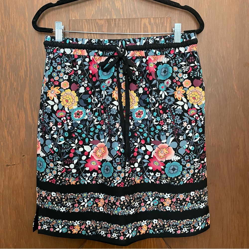 Colorful Floral Skirt with Tie Waist